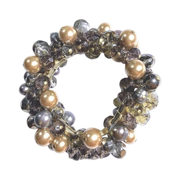 Stella & Dot ~ Sofia Cluster Bracelet ~ Faux Pearl & Crystal Bauble ~ Vintage - Picture 1 of 3